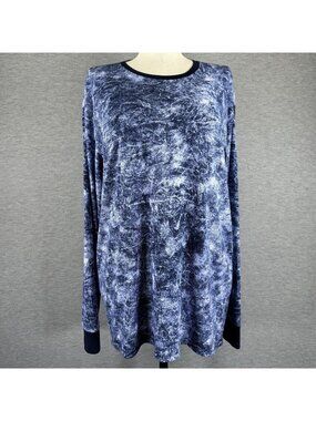 LuLaRoe Tunic Top Womens Size XL Blue Marble Pullover Shirt Long Sleeve Stretch